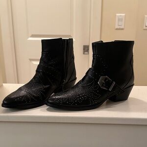 Zara Black Western Studded Boots